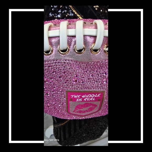 Betsey‎ Johnson Pink Rhinestone Football Crossbody Bag NWT Rare Limited - Picture 4 of 11